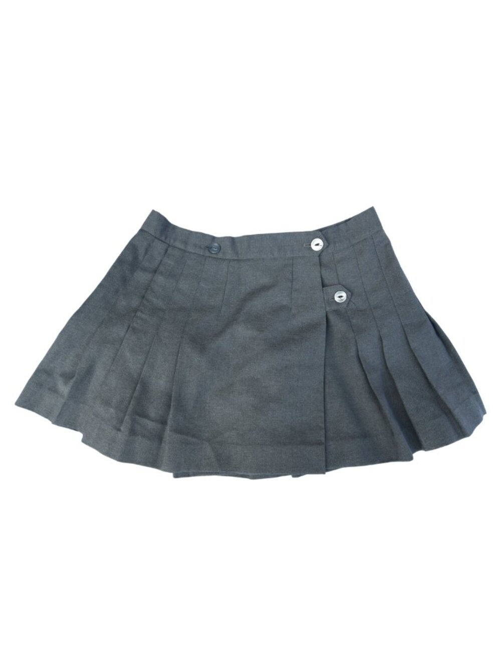 Vintage Charcoal Grey Pleated Wrap Kilt Mini Skirt 30 W